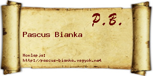 Pascus Bianka névjegykártya